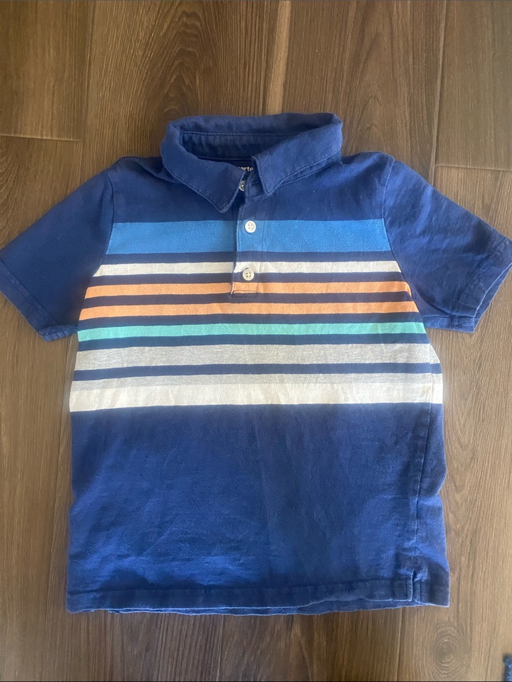 Carter's Navy Polo with Multicolor Stripes